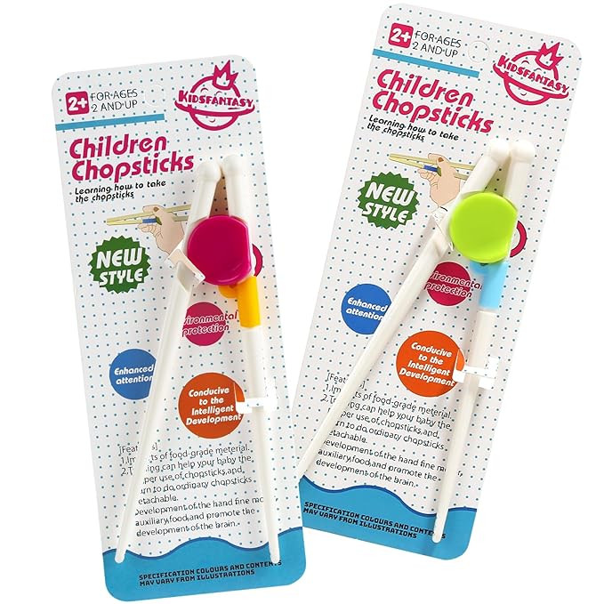 Kids Chopsticks, 2 Pairs Kids Training Chopsticks Reusable Toddler Chopsticks for Baby Children | Amazon (US)