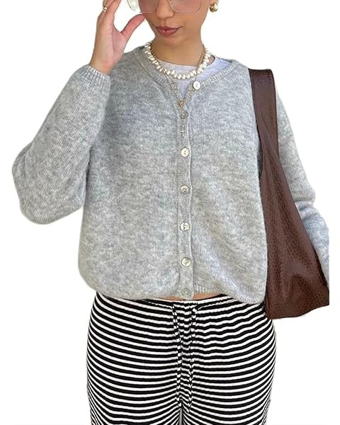 GORGLITTER Women's Button Up Knit Cardigan Open Front Casual Dressy Fall Trendy 2025 Cute Long Sl... | Amazon (US)