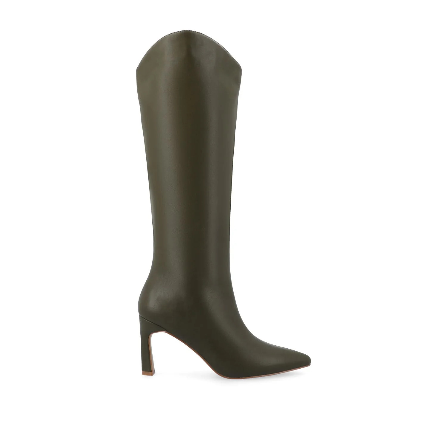 REHELA VEGAN LEATHER KNEE HIGH BOOTS IN WIDE - Olive | Journee Collection