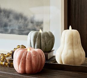 Premium Flickering Flameless Wax Pumpkin Candle | Pottery Barn (US)