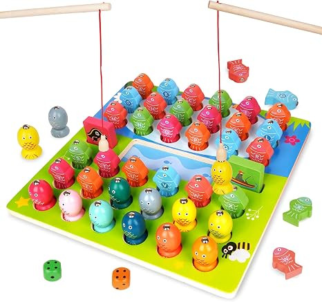 Toddler Learning Educational Toys Wooden Magnetic Fishing Game Toy- Alphabet ABC Color Sorting Co... | Amazon (US)