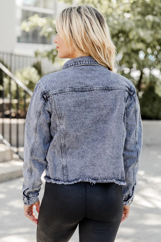 Turn The Day Around Black Acid Wash Denim Jacket | Pink Lily