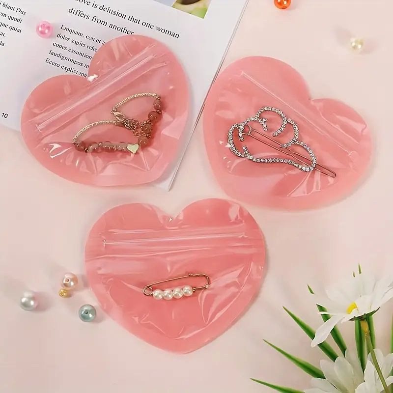 10pcs, Heart-shaped Jewelry Self-sealing Bags, Accessories Gift Bags, Love Sealed Bags, Valentine... | Temu Affiliate Program
