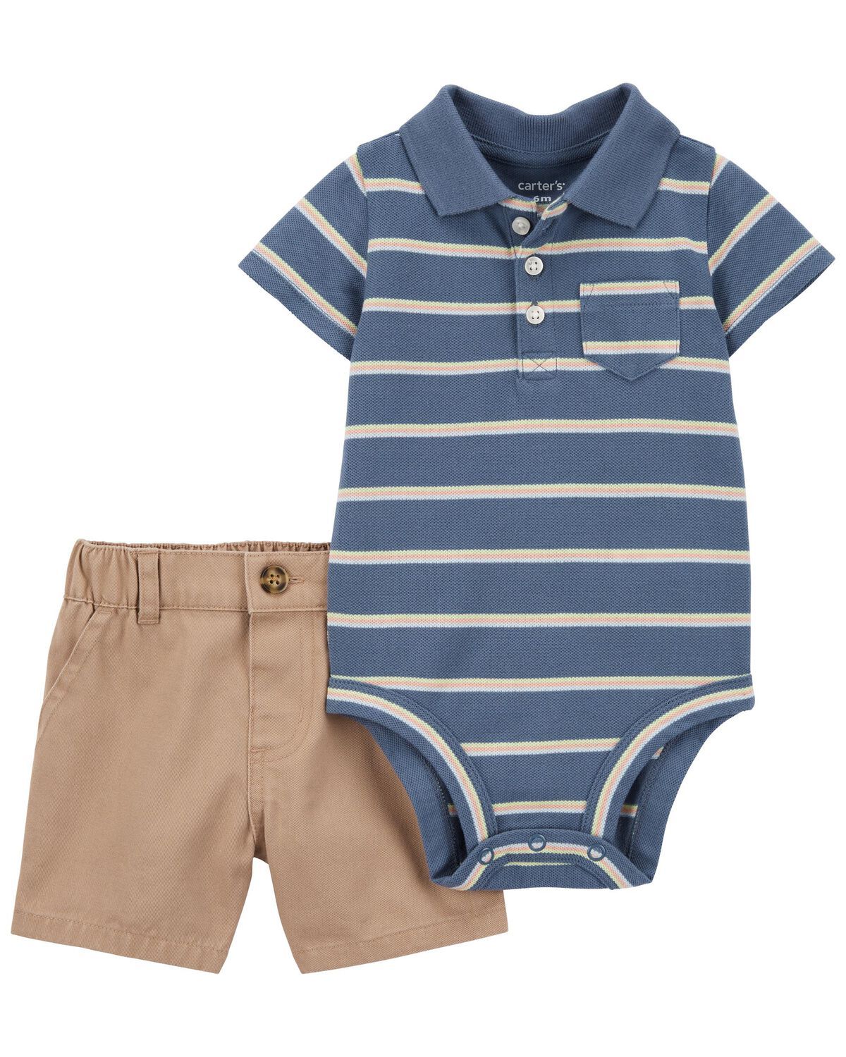 Baby 2-Piece Striped Polo Bodysuit & Shorts Set | Carter's