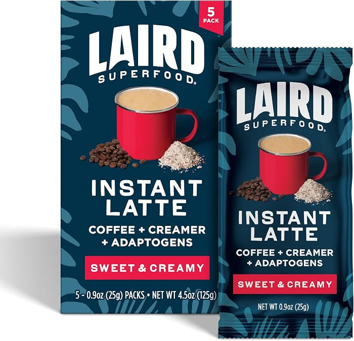 Laird Superfood Sweet and Creamy Instant Latte with Adaptogens, 5 pk Sachets | Amazon (US)
