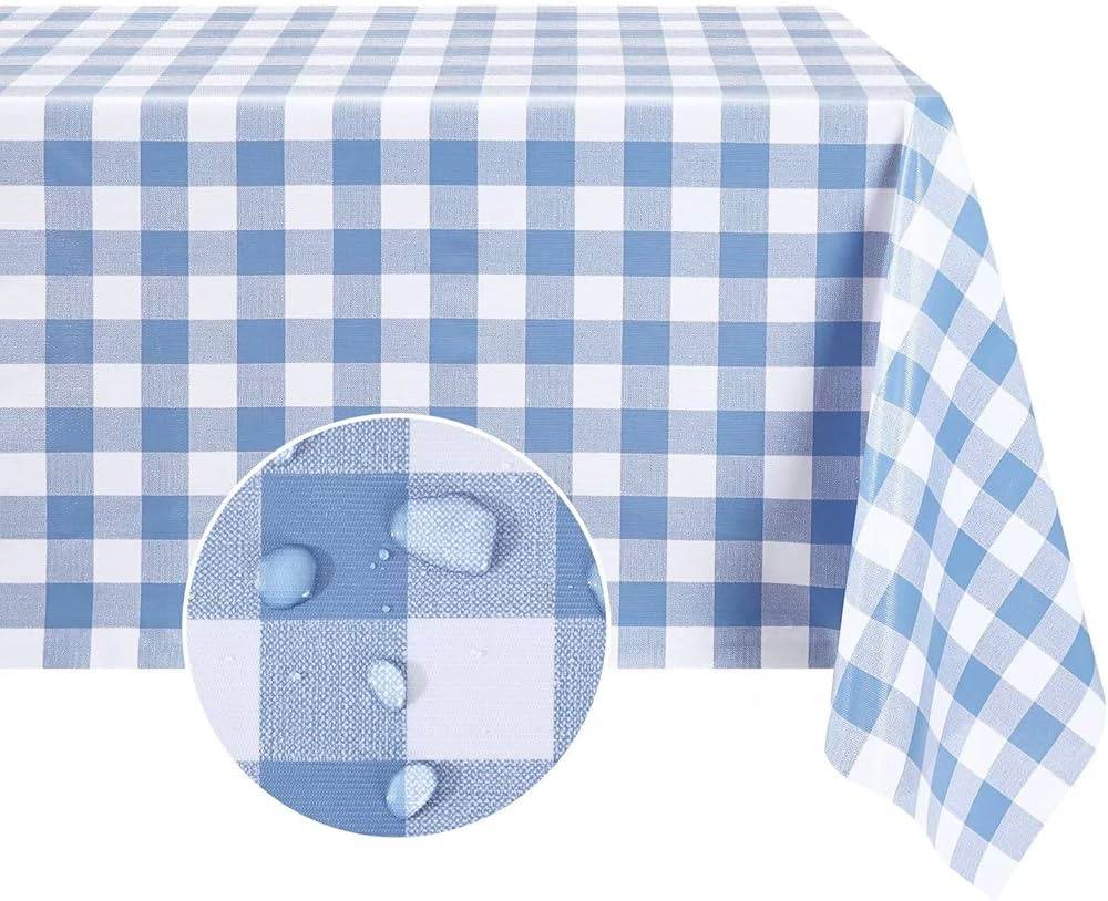 Romanstile Rectangle Vinyl PVC Tablecloth, 100% Waterproof Buffalo Plaid Plastic Table Cloth, Oil... | Amazon (US)