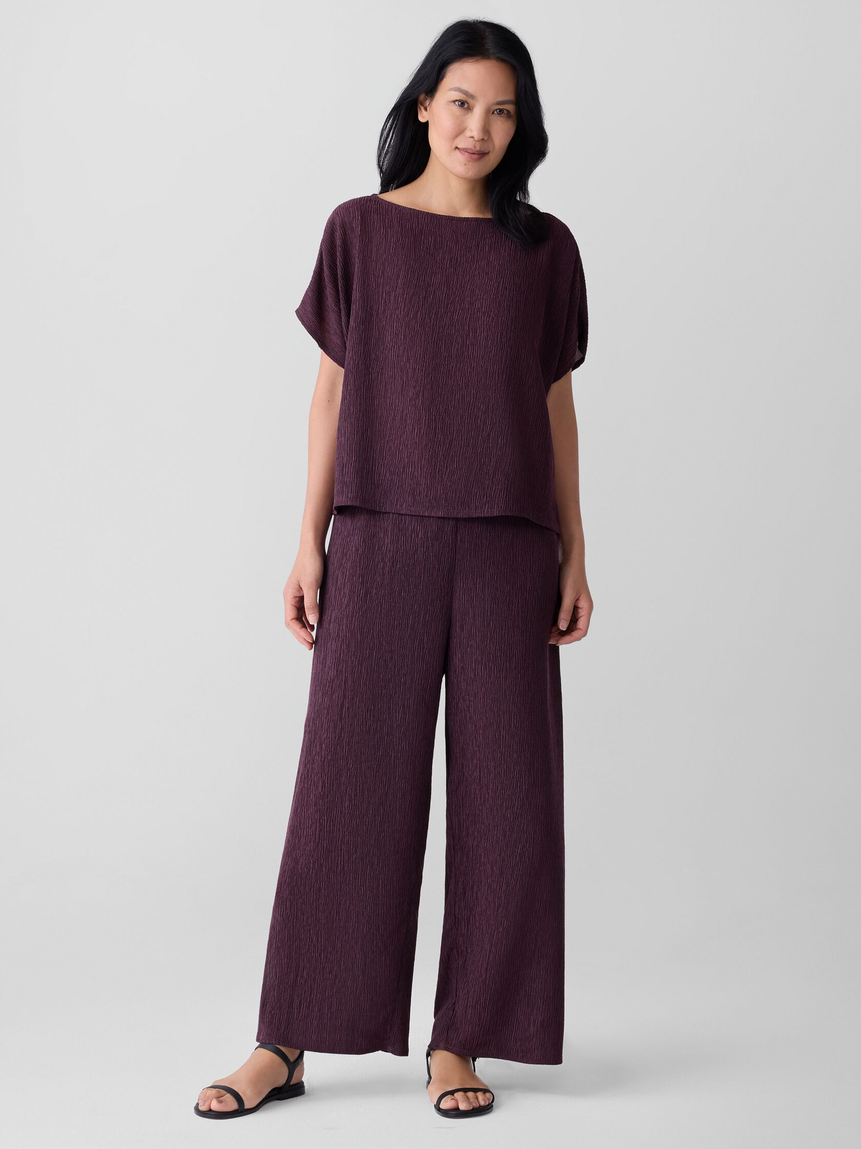 Woven Plissé Wide-Leg Pant | Eileen Fisher