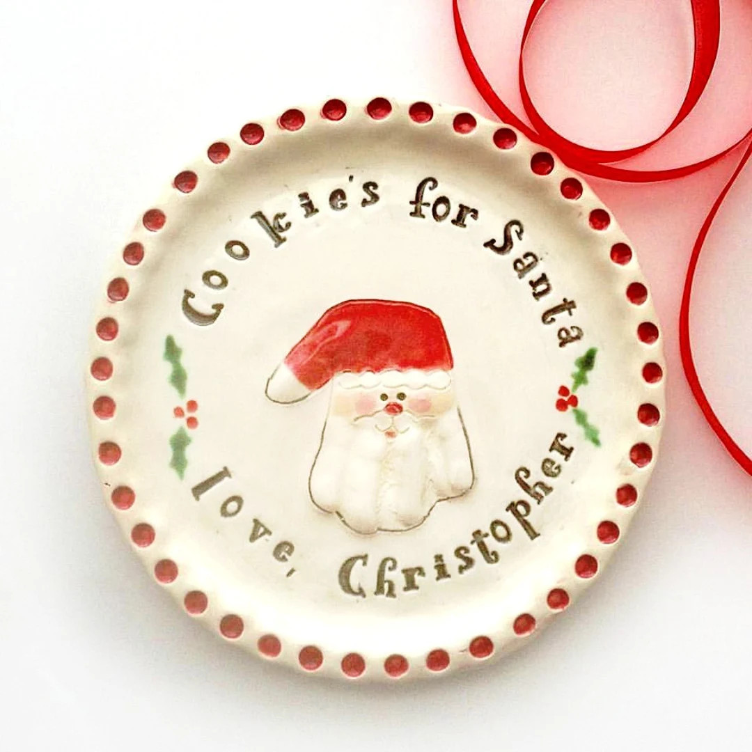 Personalized Christmas Plate - Custom Baby Christmas Plate - Handprint Cookie Plate Gift - Christ... | Etsy (US)