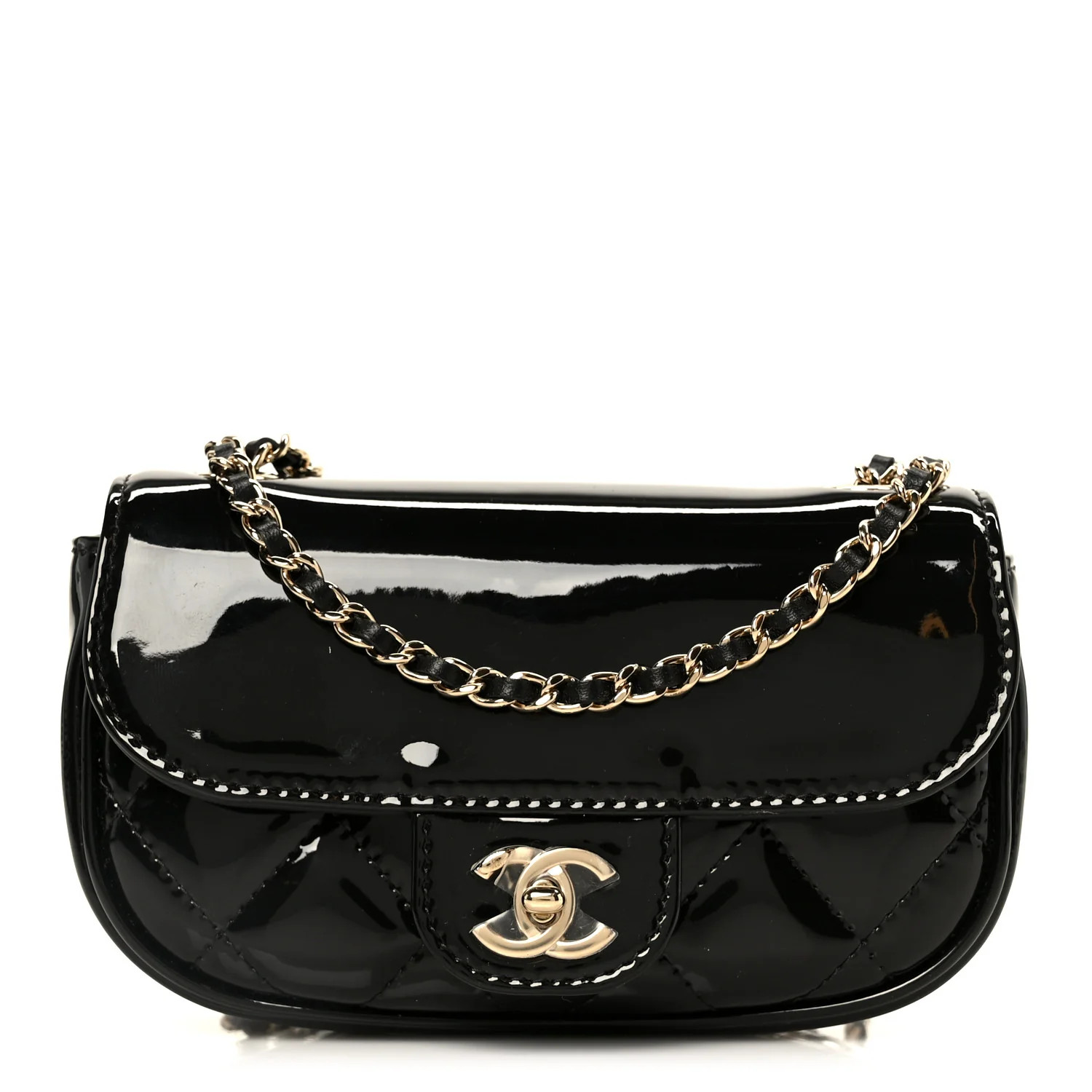 Chanel Patent Calfskin Quilted Mini Flap Black 1849048 | FASHIONPHILE (US)