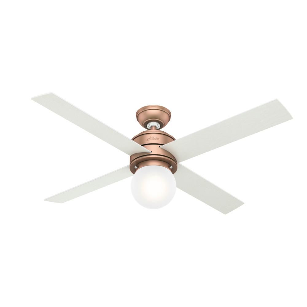 Hunter Hepburn 52 in. LED Indoor Satin Copper Ceiling Fan with Light 59330 - The Home Depot | The Home Depot
