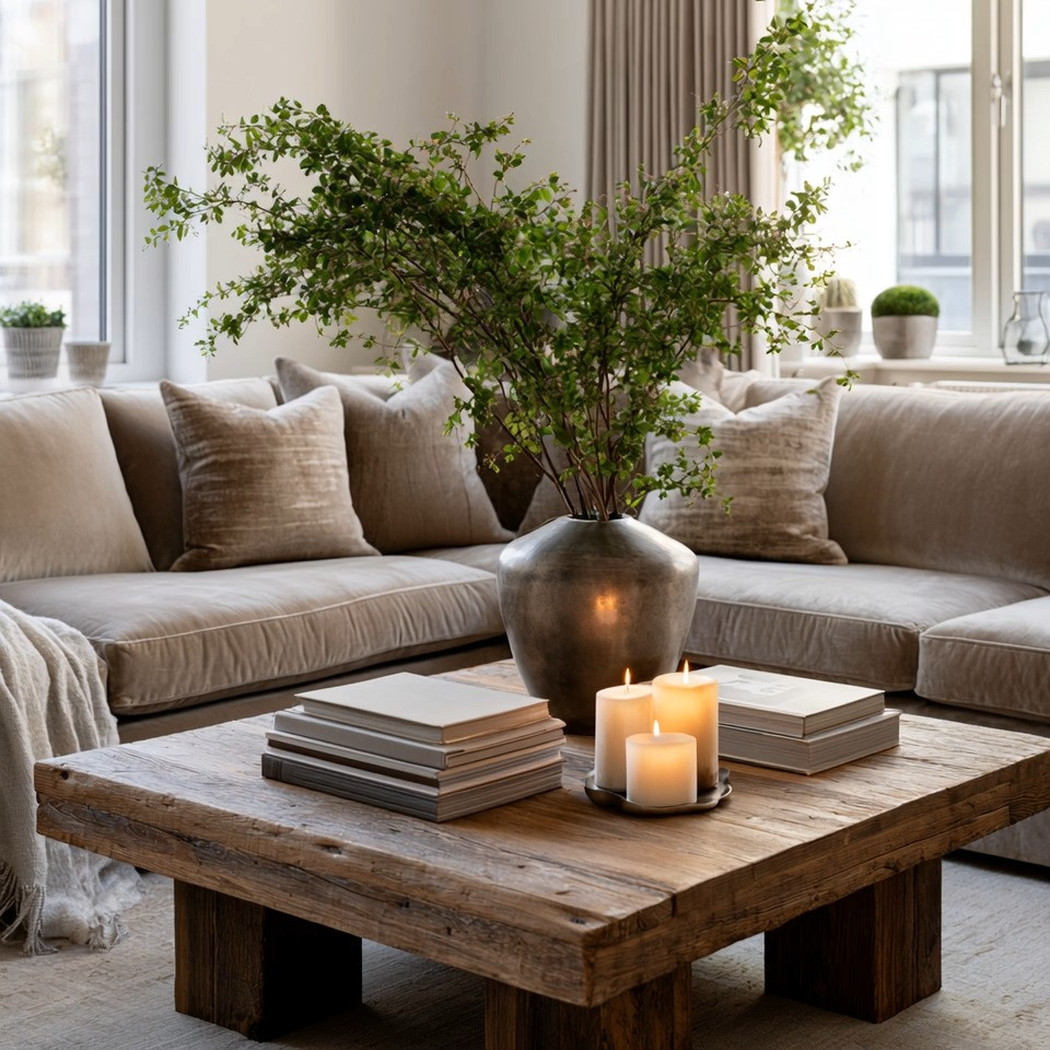 Do you need to ground the energy of your living room while making a strong design statement at the same time?
Start with an oversized wooden coffee table.

One of the reasons oversized wood coffee tables work so beautifully is because they instantly anchor the entire room. The natural texture of wood brings warmth, calmness, and grounding energy into the space, while the oversized scale creates presence without feeling overwhelming.

And beyond the visual impact, the larger surface completely changes how you style and live in the room. It gives you room for oversized branches, candles, stacked coffee table books, trays, decorative objects, or pieces that reflect your personal lifestyle and routines.

The key is not to overcrowd it.
A strong oversized coffee table already does most of the work.

Whether your home leans modern, organic, contemporary, minimalist, California casual, or quiet luxury, natural wood blends effortlessly with almost every design style and color palette. Light rooms, dark rooms, neutral interiors, layered earthy tones — wood always feels timeless.

This is the kind of piece that makes a living room feel grounded, intentional, and lived beautifully rather than simply decorated.

Explore our curated edit of oversized wooden coffee tables, sculptural vases, candles, and designer-inspired styling pieces to create this elegant grounded look at home.

Because the most beautiful homes feel calm the moment you walk in.

#CoffeeTable #LivingRoomDecor #QuietLuxury #OrganicModern 

 #LTKHome