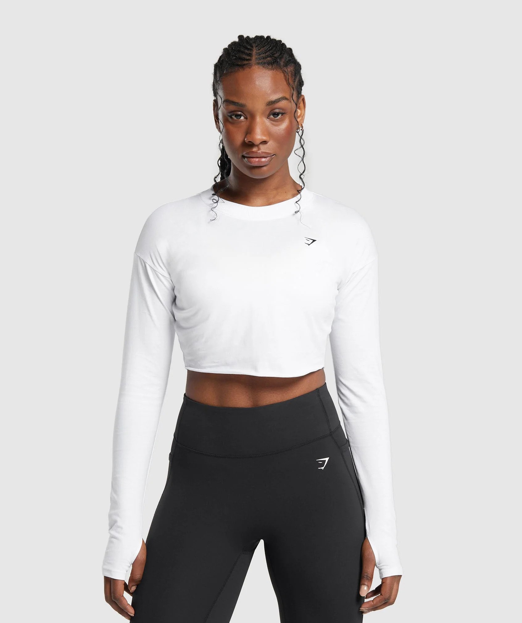Gymshark Lifting Long Sleeve Crop Top - White | Gymshark US