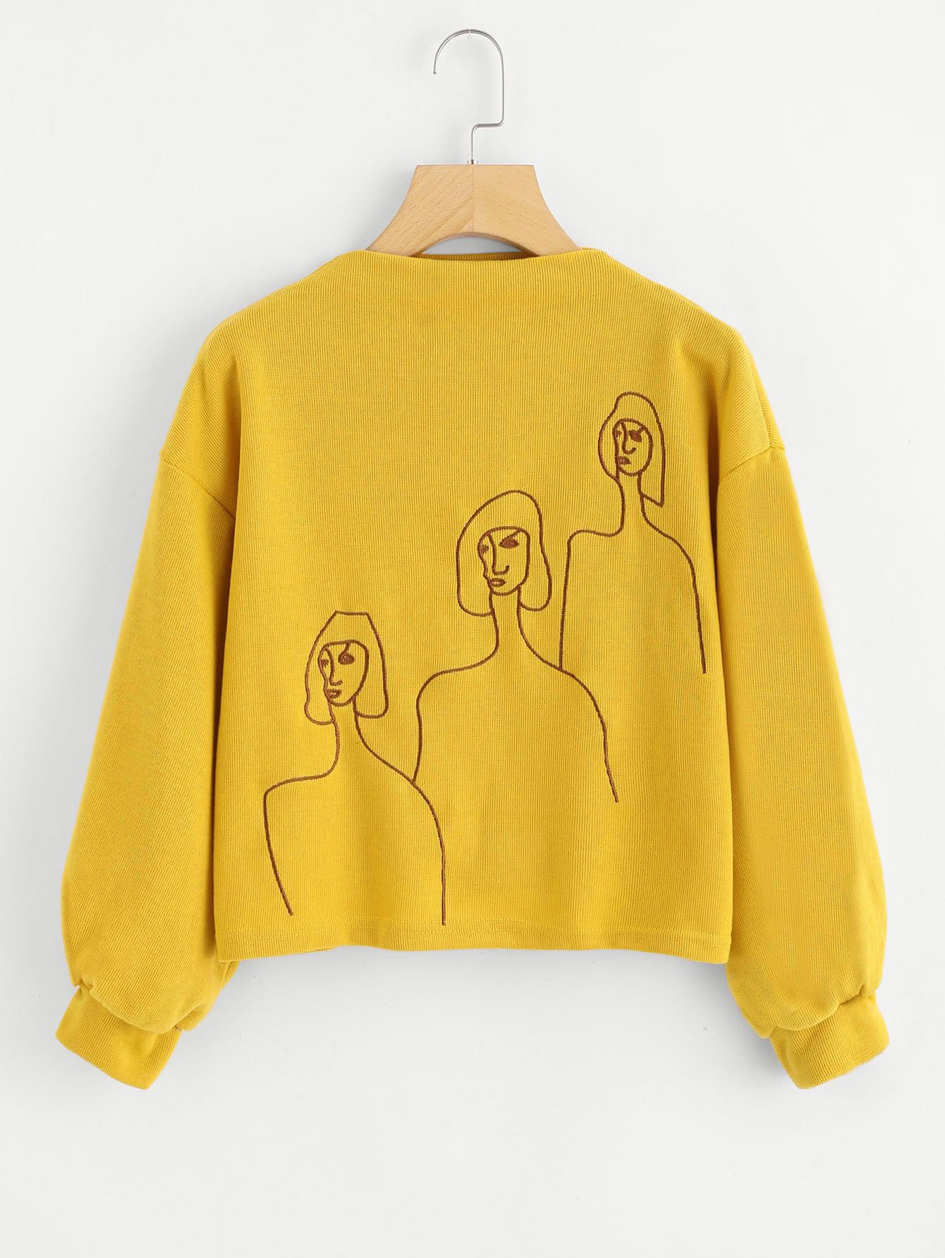 Figure Embroidered Sweatshirt | ROMWE