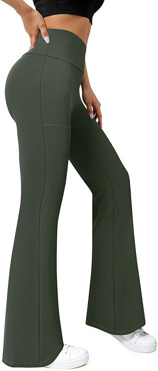 Flare Leggings for Women High Waisted Yoga Pants with Pockets Workout Gym Work Tummy Control Boot... | Amazon (US)