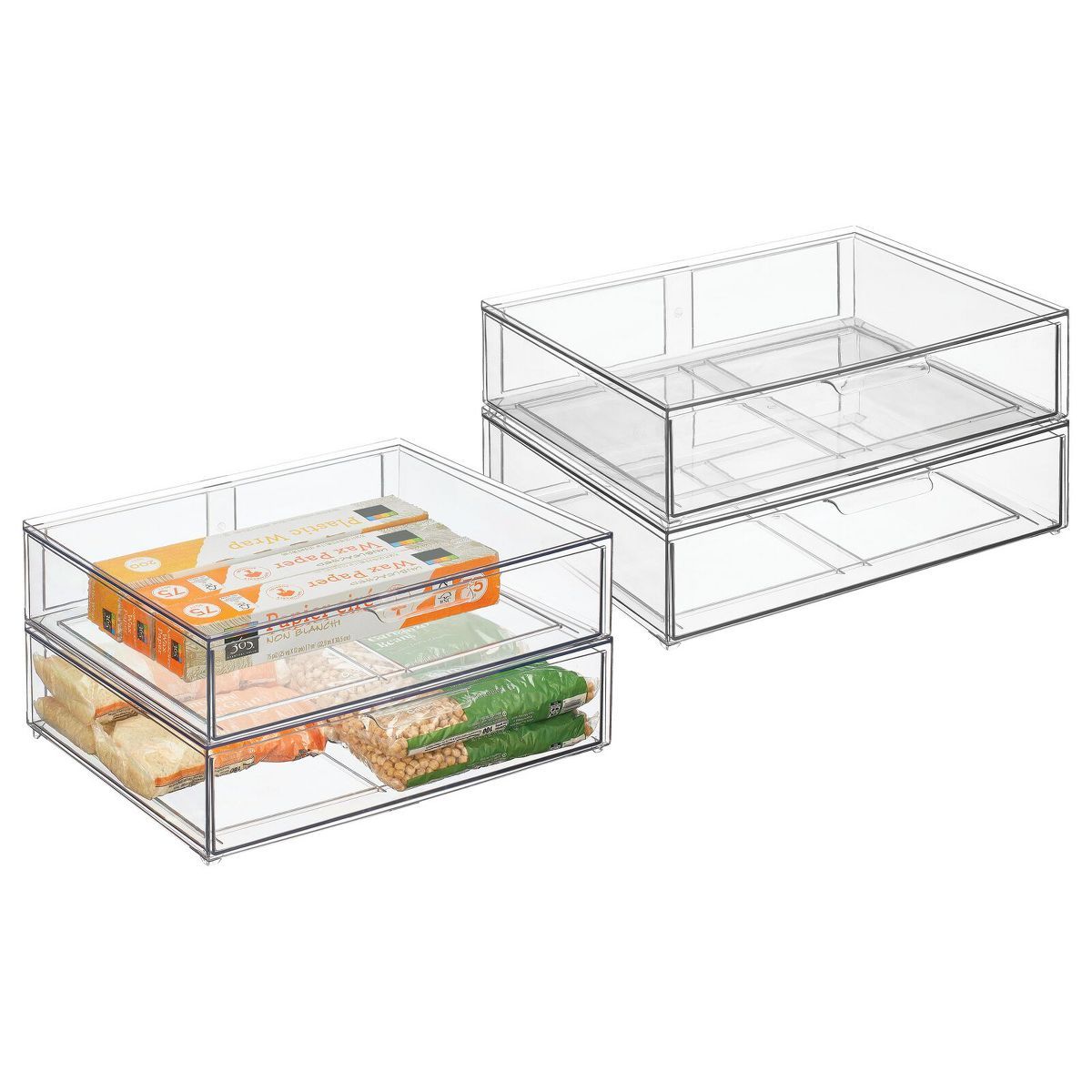 mDesign Stackable Kitchen Storage Bin Box with Pull-Out Drawer - Clear | Target