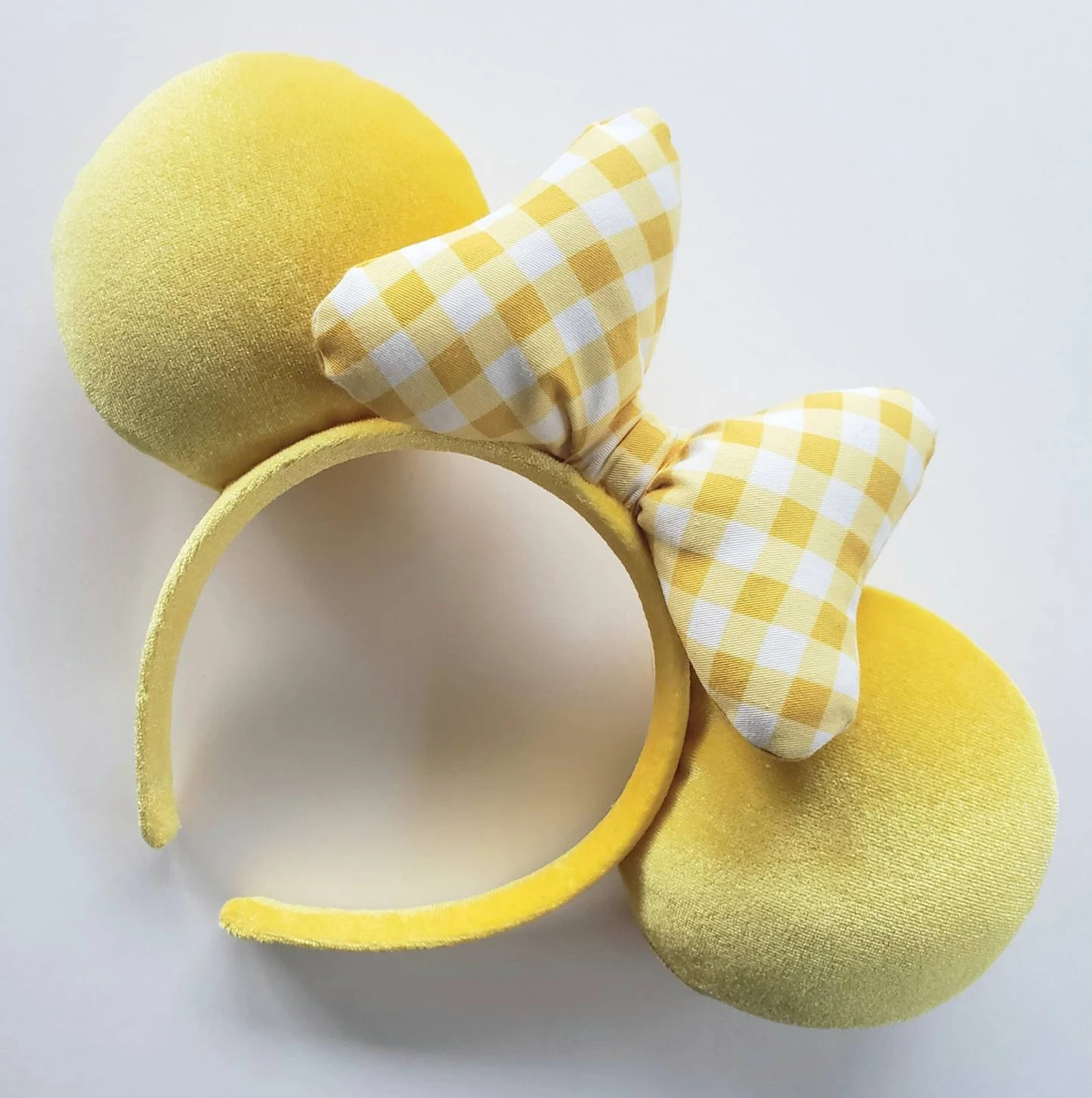 Yellow Velvet Mouse Ears Headband With Plaid Bow - Etsy | Etsy (Global)