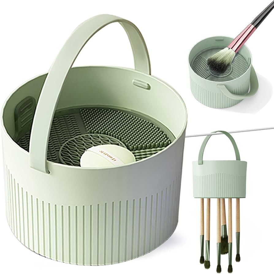 Makeup Brush Cleaner Bowl, 3 in 1 Silicone Makeup Brush Cleaning Bowl with Brush Drying Rack Make... | Amazon (US)
