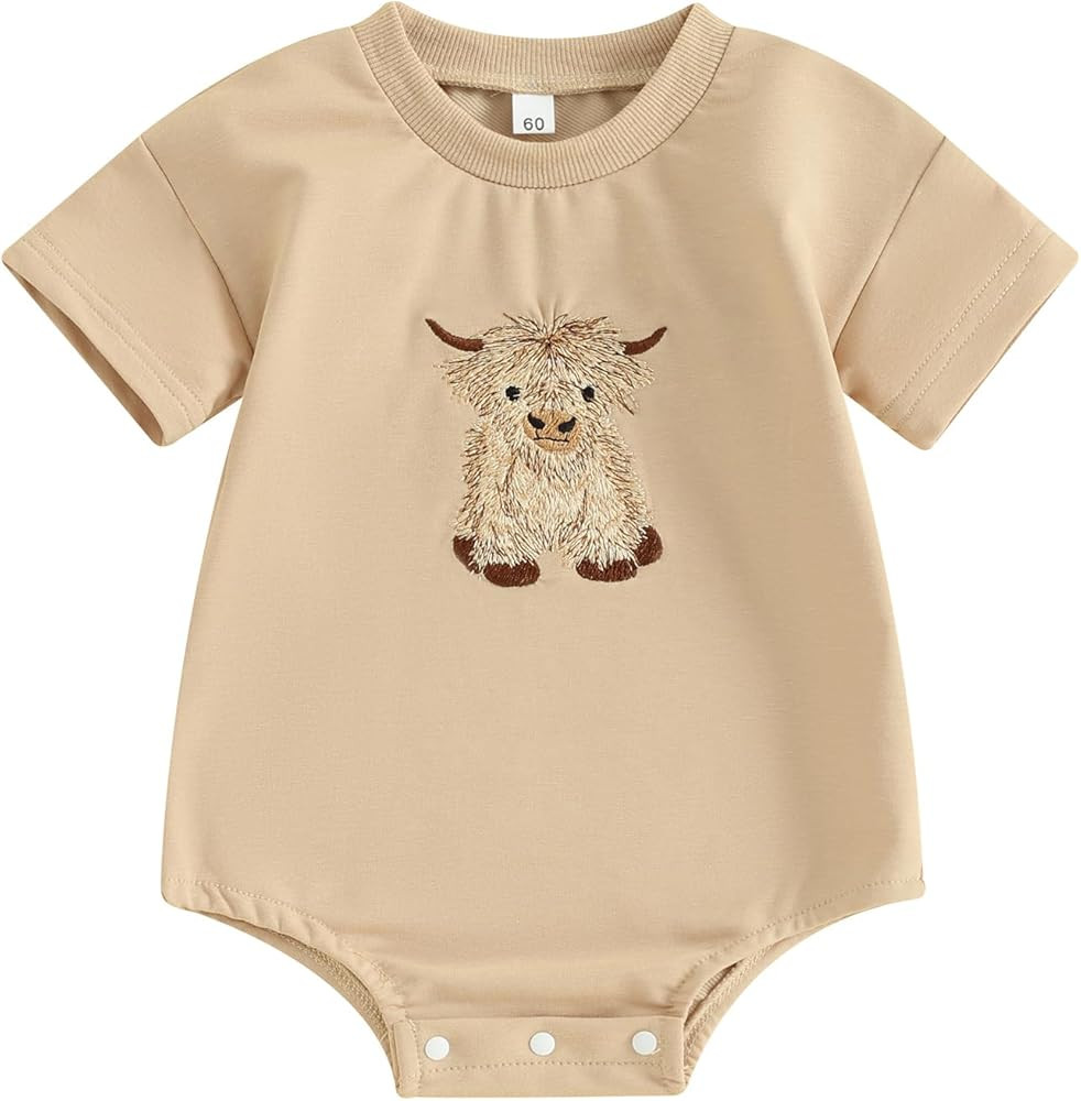 Kayotuas Baby Boys Girls Farm Animal Outfit Summer Clothes Cow and Chicken T Shirt Romper Newborn... | Amazon (US)