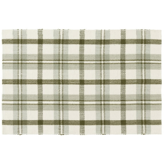 Mainstays 24"x36" Green Plaid Outdoor Layering Rug | Walmart (US)