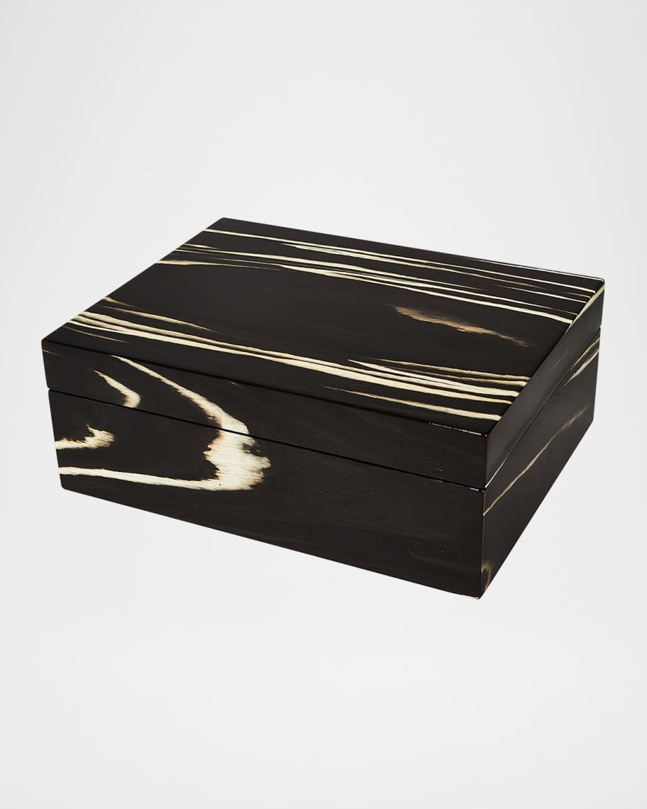 Polished Zebra Stripe Wood Box | Neiman Marcus