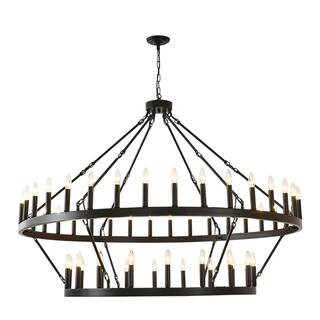 2 Tier 54-Lights Large Black Wagon Wheel Chandelier, 60 Inch Farmhouse Round Pendant Light Fixture for high Ceiling E12 | The Home Depot
