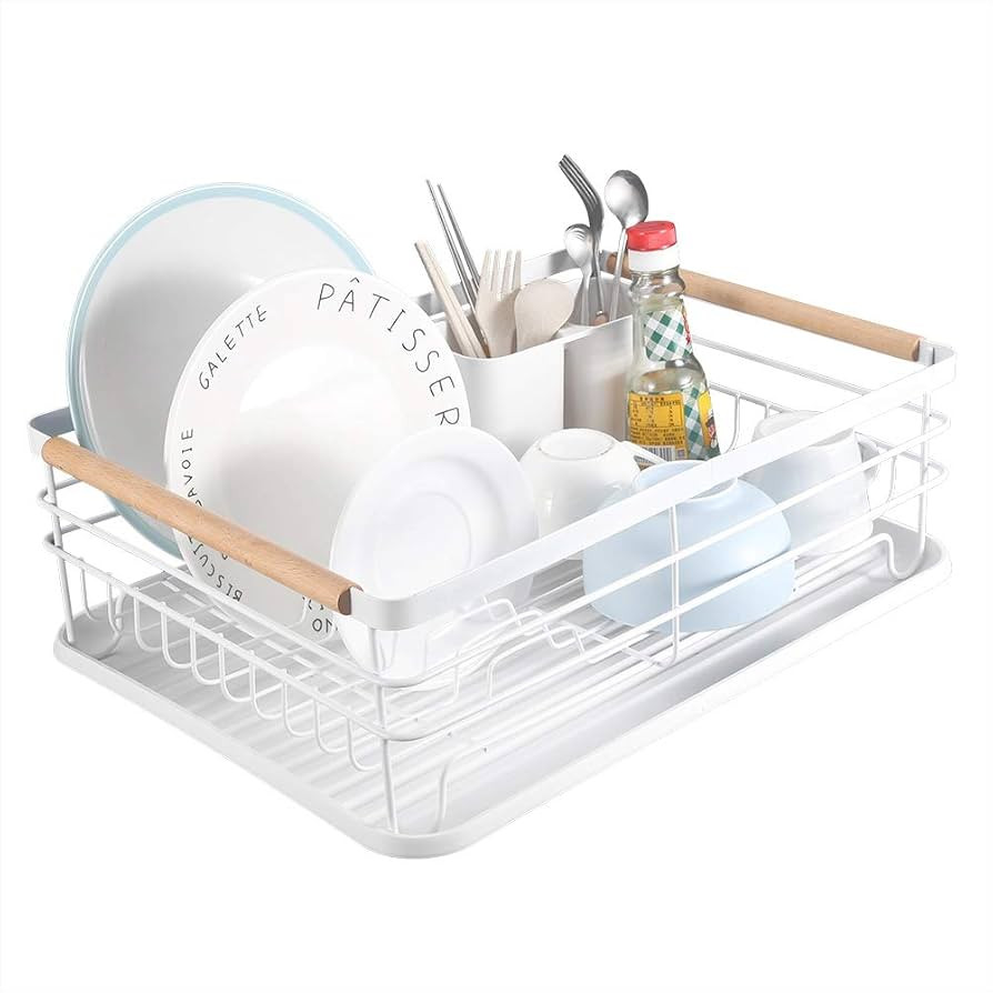 Greensen White Draining Rack Dish Drainer Stainless Steel Sink Drainer with Srip Tray, Multifunct... | Amazon (UK)