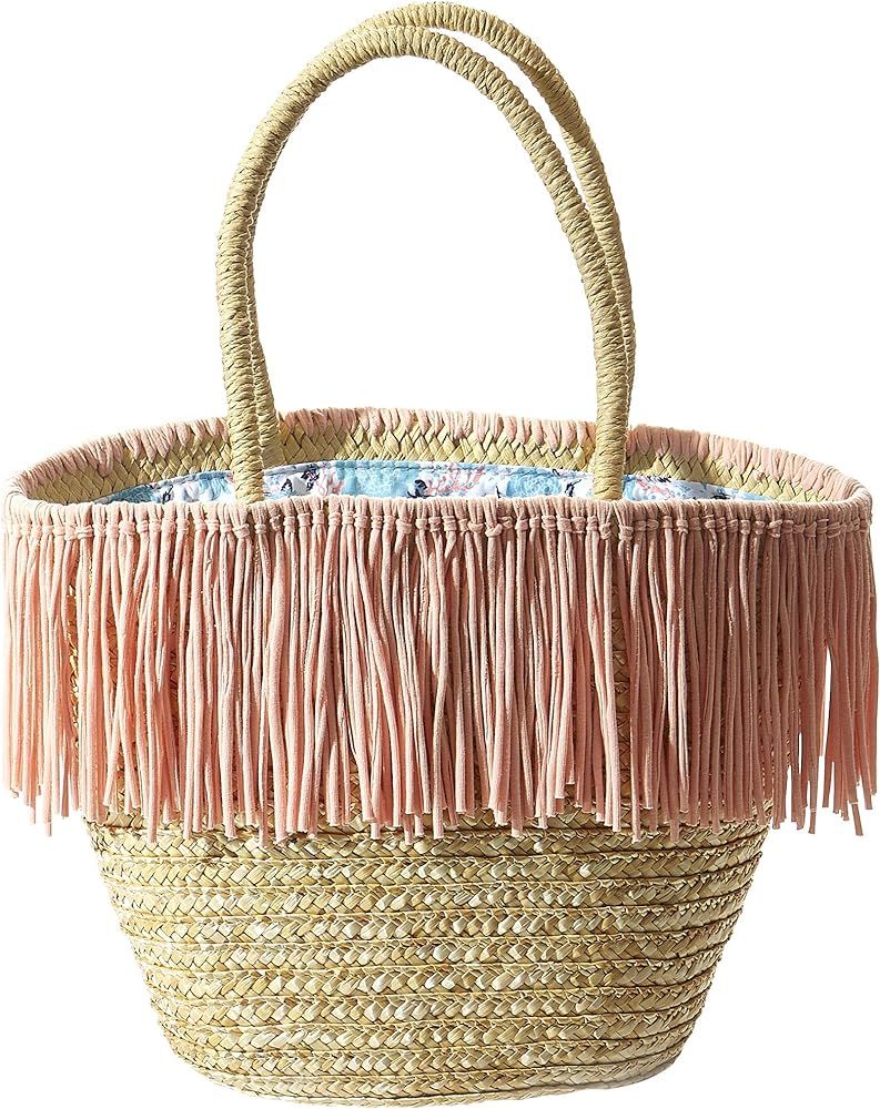 Tickled Pink Natural Straw Handbag | Amazon (US)