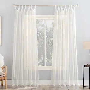 No. 918 Emily Sheer Voile Tab Top Curtain Panel, 59" x 95", Eggshell | Amazon (US)