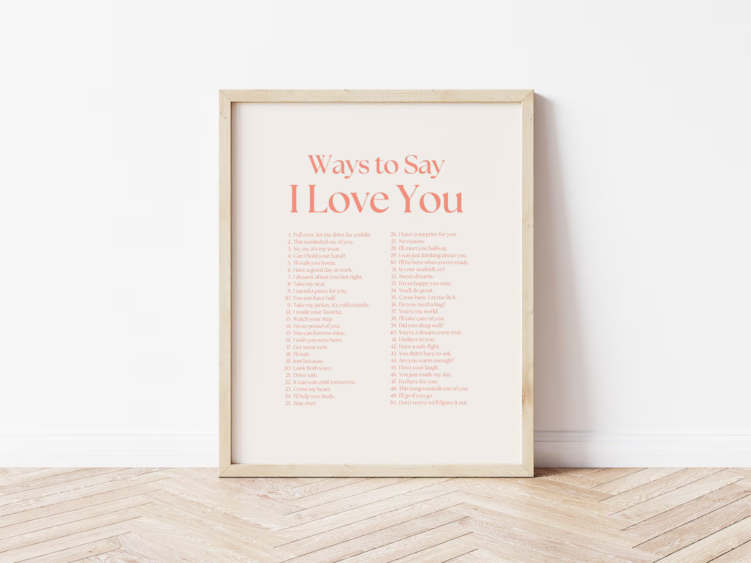 I Love You Print, Ways to Say I Love You Print, Retro Wall Decor, Typographic Poster, Valentines ... | Etsy (US)