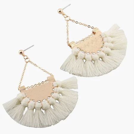 European Fashion Fan-shaped Gothic Tassel Earrings Ear Drops Women Jewelry White | Walmart (US)