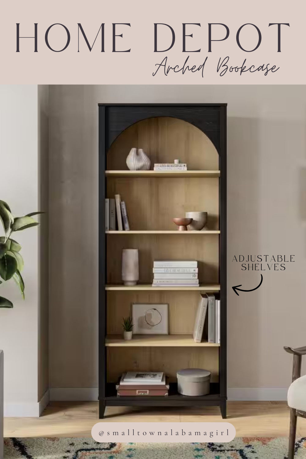 This arched bookcase would be perfect for a home office or living room! It features adjustable shelves and solid wood feet. This one is shown in a black oak exterior with natural oak interior (engineered wood). Also available in natural oak interior/exterior. Plus there is an extra 10% off for President's Day!


#homedepot #salealert #presidentsdaysale #bookcase#home
 

 #LTKHome #LTKSaleAlert