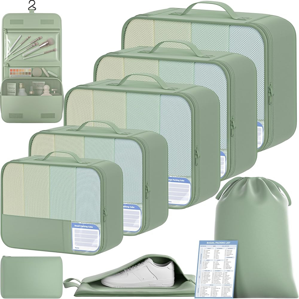 BAGAIL 9 Set Packing Cubes with Packing List Luggage Packing Organizers for Travel Accessories | Amazon (US)