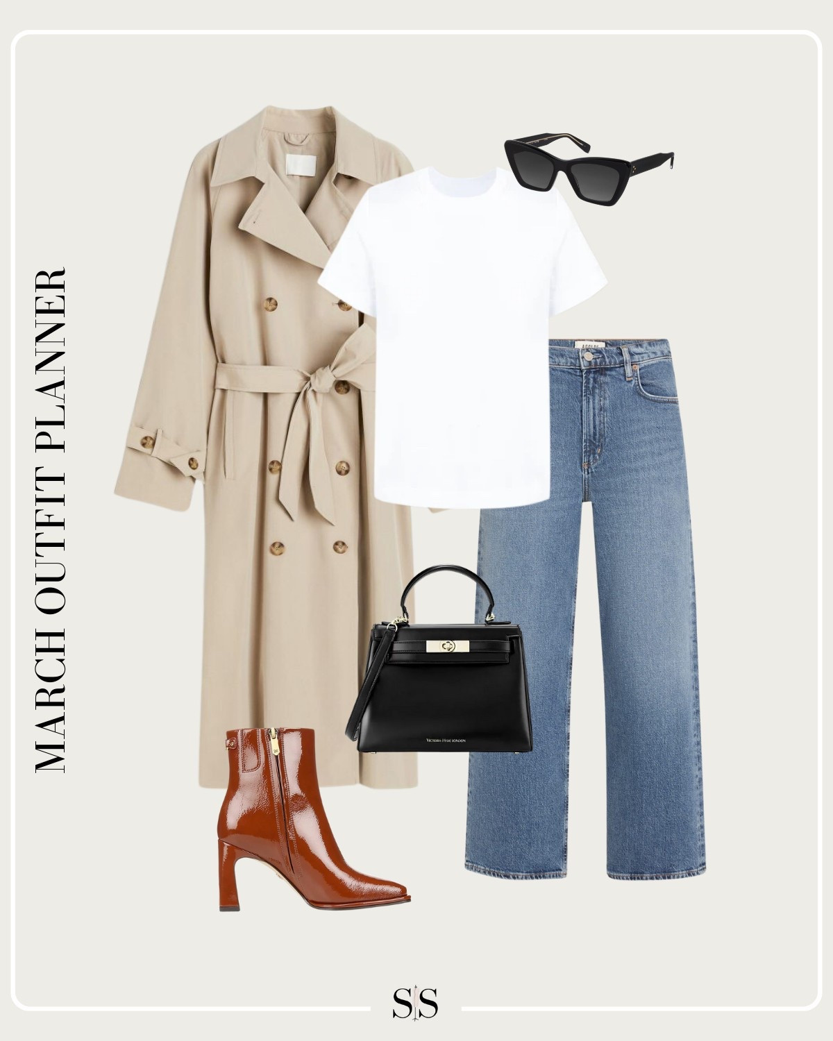 Monthly outfit planner MARCH: Winter to Spring transitional looks | white tee, straight leg crop Jean, trench coat, patent ankle boot, black handbag 

#springoutfit #chicstyle #springfashion 




#LTKStyleTip