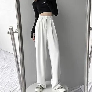 Enpheriado - High Waist Plain Pleated Loose-Fit Dress Pants | YesStyle | YesStyle Global