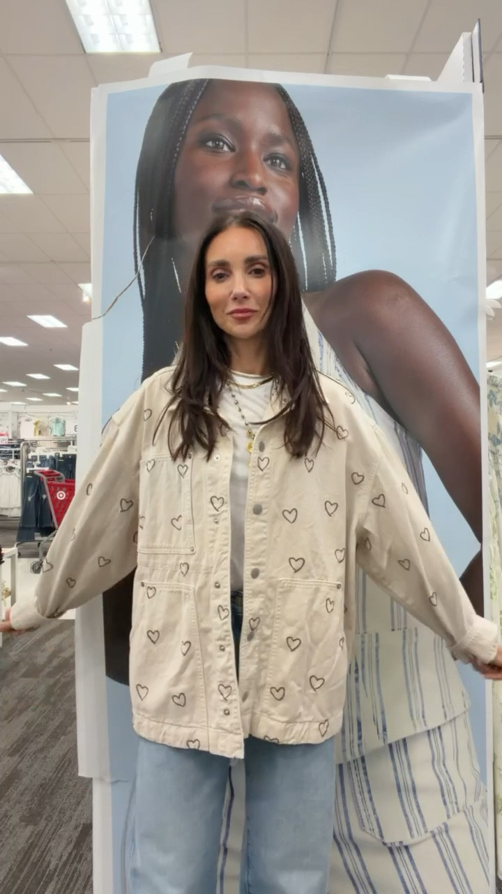 This jacket is such a cute spring layer, lightweight, relaxed, and the little heart detail makes it feel fun without trying too hard. Easy to throw on over basics and instantly pull the look together.

spring jacket, lightweight layer, casual outfit, everyday style, target finds, affordable fashion, layering piece, neutral outfit, denim outfit, annabrstyle

#LTKSeasonal #LTKootd #LTKOver40