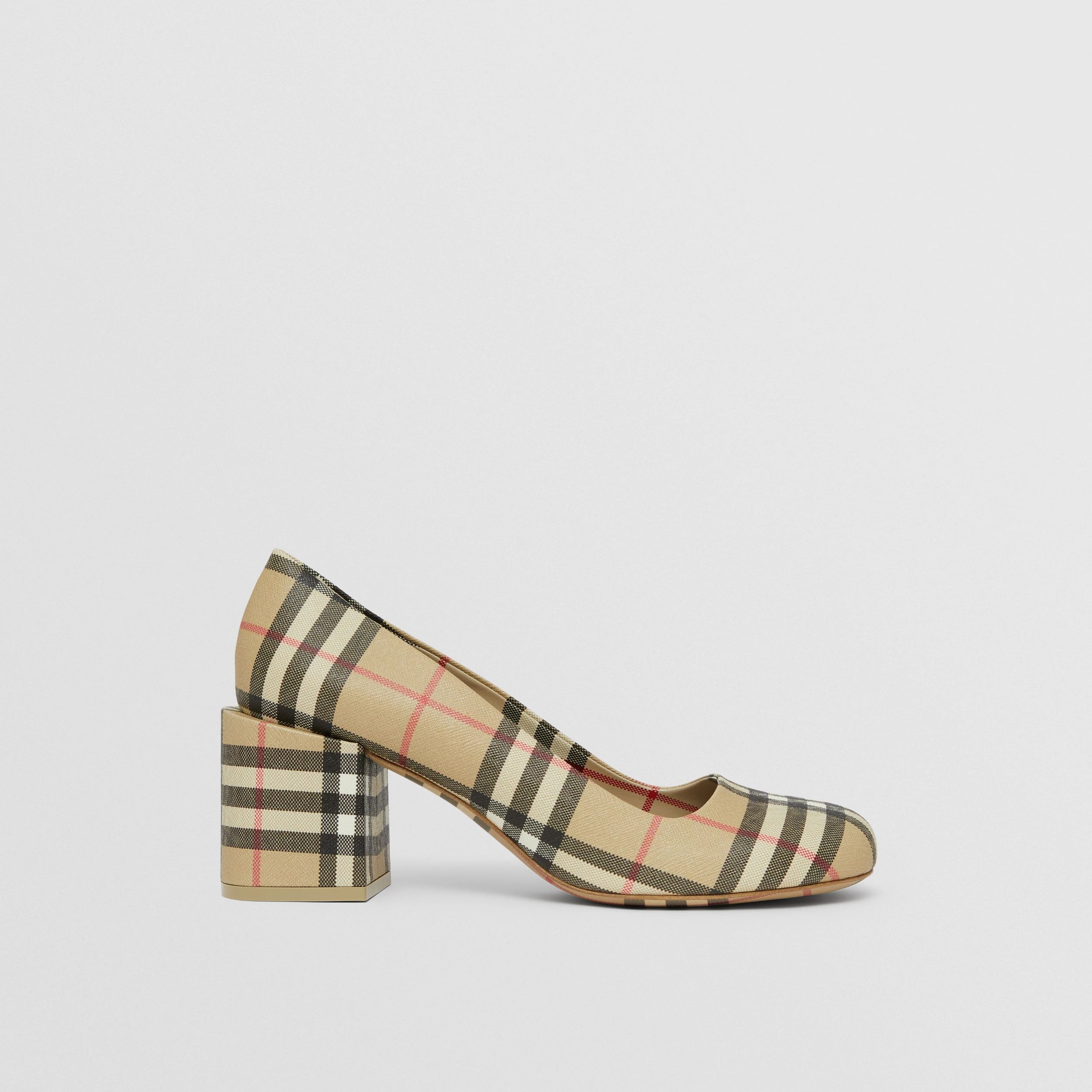 Vintage Check Block-heel Pumps in Archive Beige | Burberry® Official | Burberry (US)