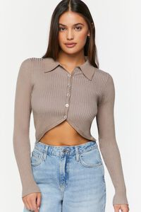 Collared Rib-Knit Cardigan Sweater | Forever 21 (US)