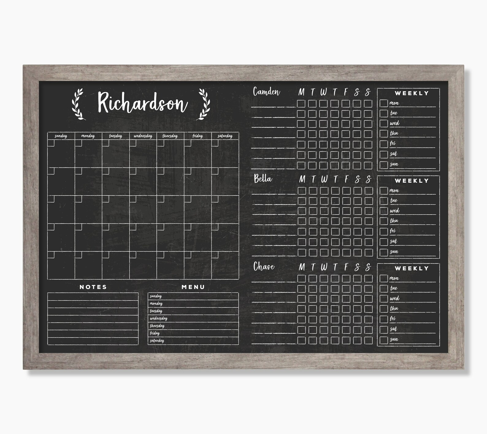 Command Center LARGE Chalkboard Calendar - Dry erase calendar - Framed calendar #24159 | Etsy (US)