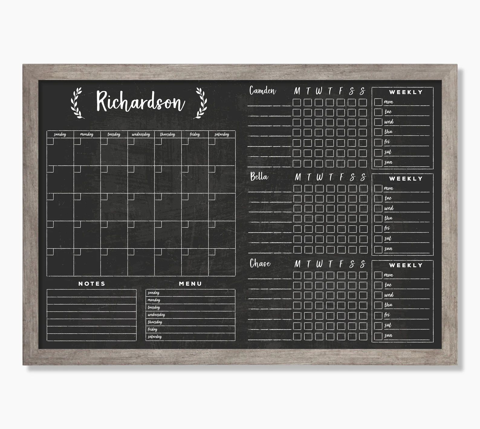 Command Center LARGE Chalkboard Calendar - Dry erase calendar - Framed calendar #24159 | Etsy (US)