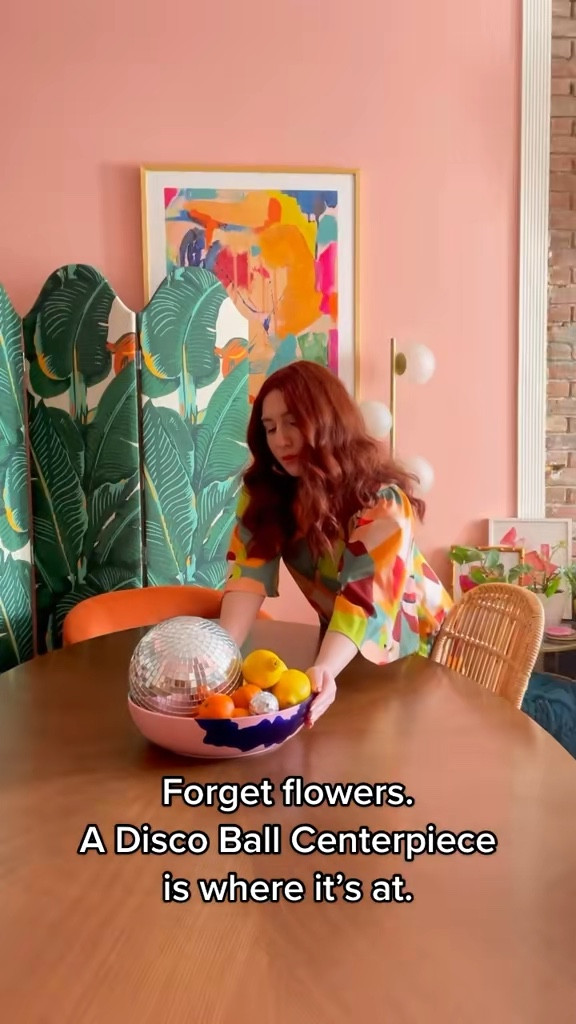 Disco ball center piece to brighten up the winter blues 

Center piece, disco ball, dopamine decor, maximalist decor, home decor ideas, home decor 

#LTKMostLoved #LTKSeasonal #LTKHome