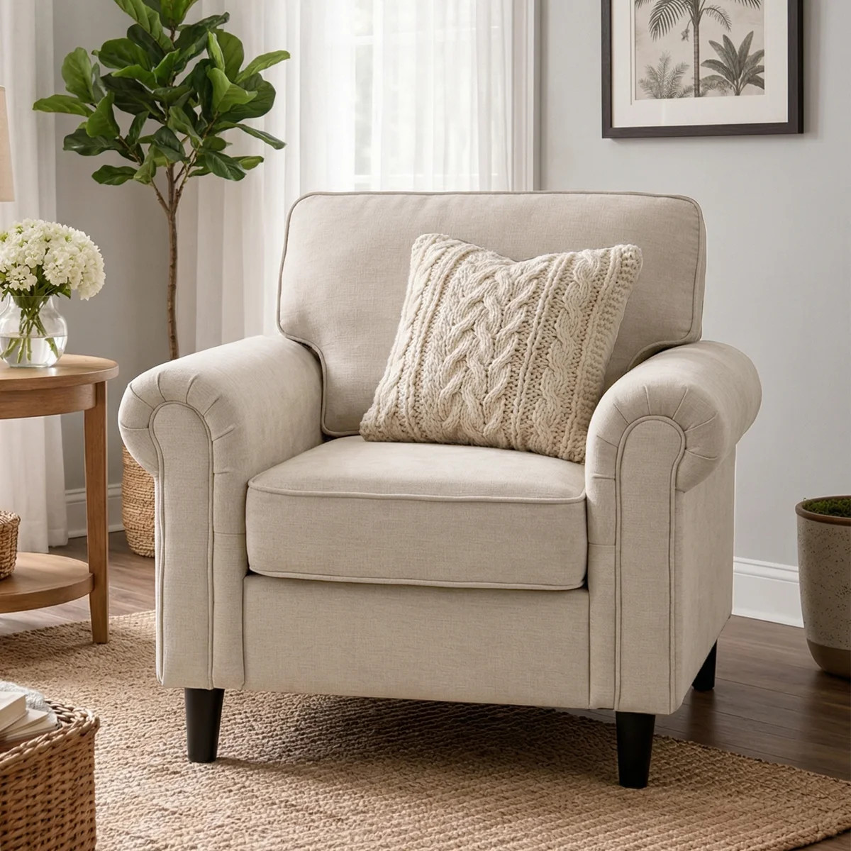 Luelle Upholstered Rolled Arm Accent Chair | Wayfair North America