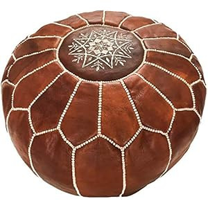 Moroccan Poufs Leather Luxury Ottomans Footstools Tan Unstuffed | Amazon (US)