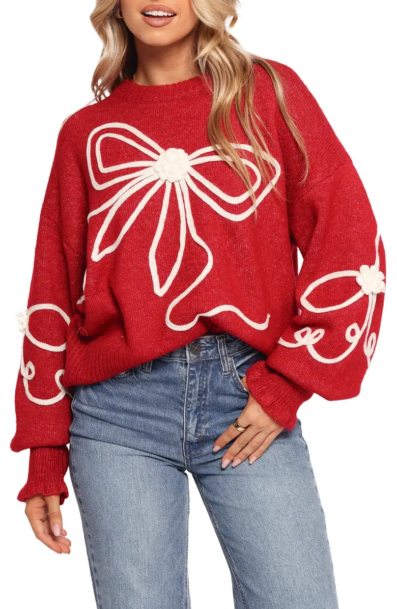 Petal & Pup Mardi Bow Appliqué Sweater | Nordstrom | Nordstrom