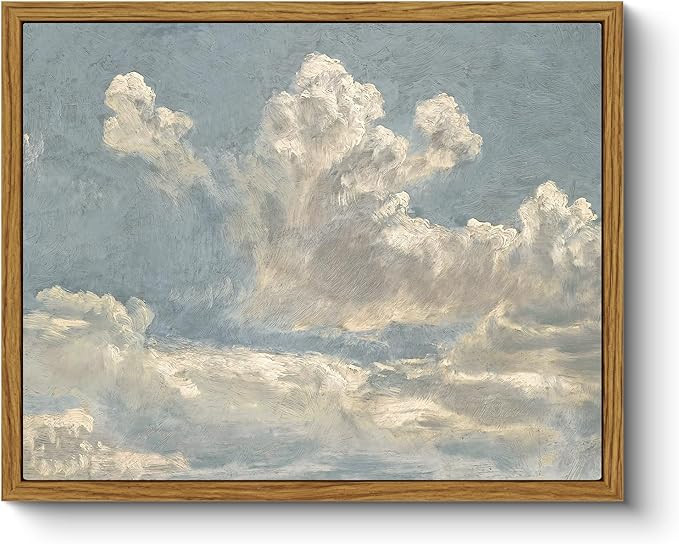 ARPEOTCY Vintage Framed Canvas Wall Art, Blue Sky Cloud Oil Painting Wall Art for Living Room, Vi... | Amazon (US)