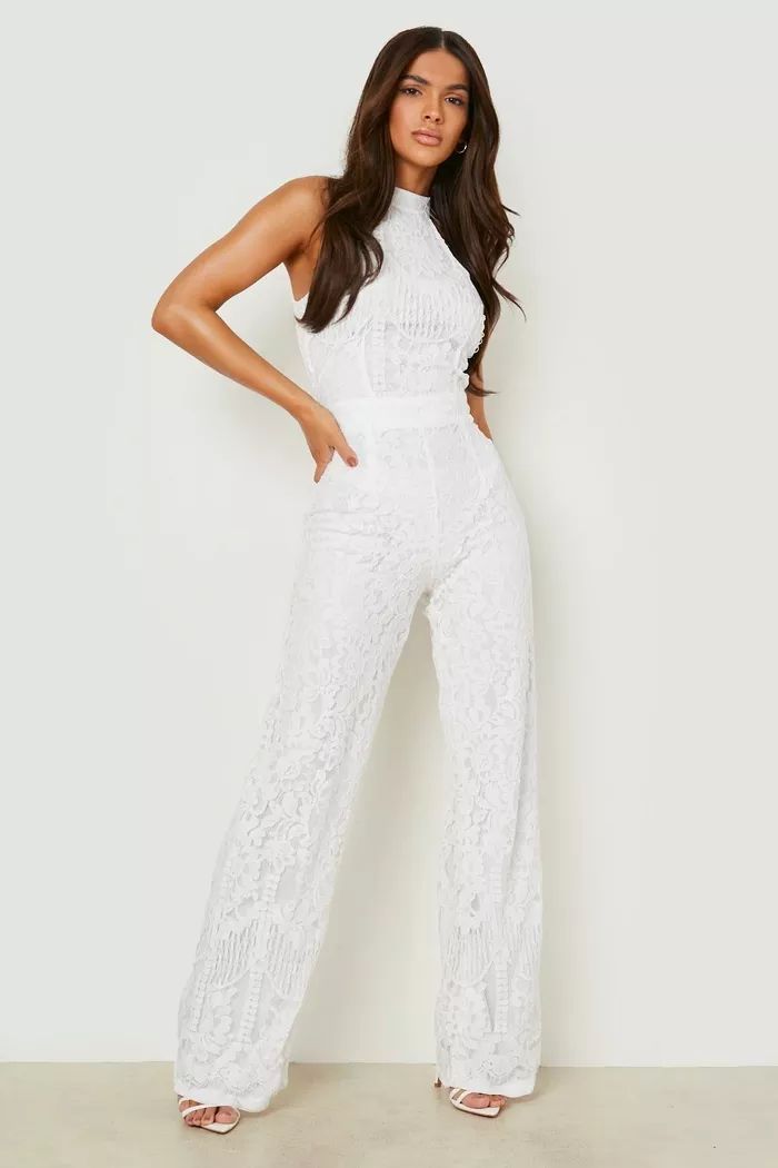 Lace Halter Occasion Jumpsuit | boohoo (US & Canada)