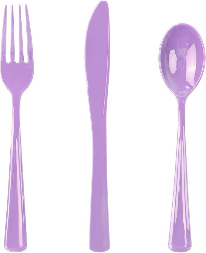 WDF 160 Piece Purple Plastic Silverware - Heavy Duty Purple Silverware Includes 80 Forks, 40 Spoo... | Amazon (US)