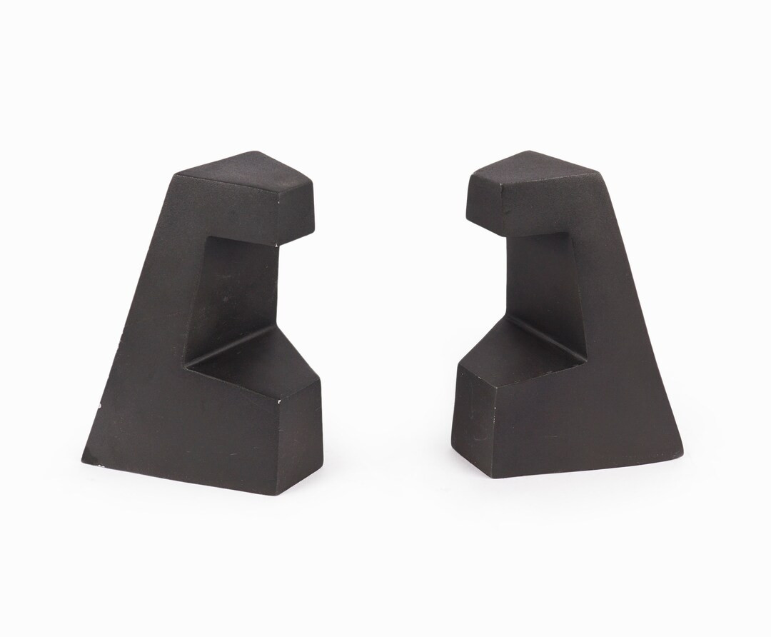 Modernist Angular Bookends Metal Book Ends Set - Etsy | Etsy (US)