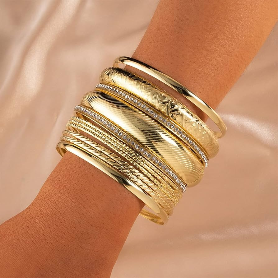 MUAYOUAUM Gold Bangle Bracelets for Women Gold Bangles Indian Costume Jewelry Fashion Disco Bangl... | Amazon (US)