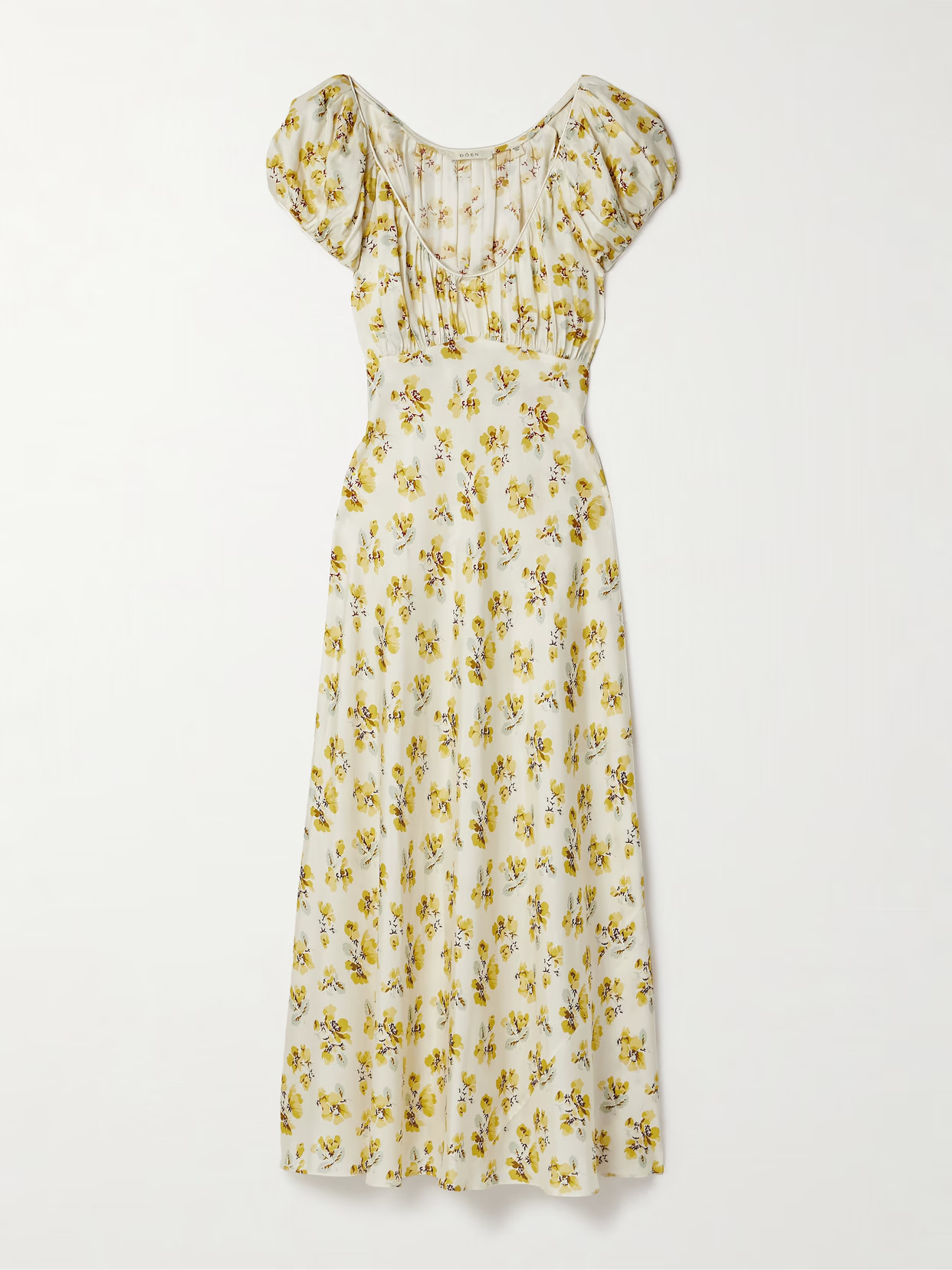 DÔEN - Florencia Floral-print Silk-blend Midi Dress - Pastel yellow | NET-A-PORTER (UK & EU)