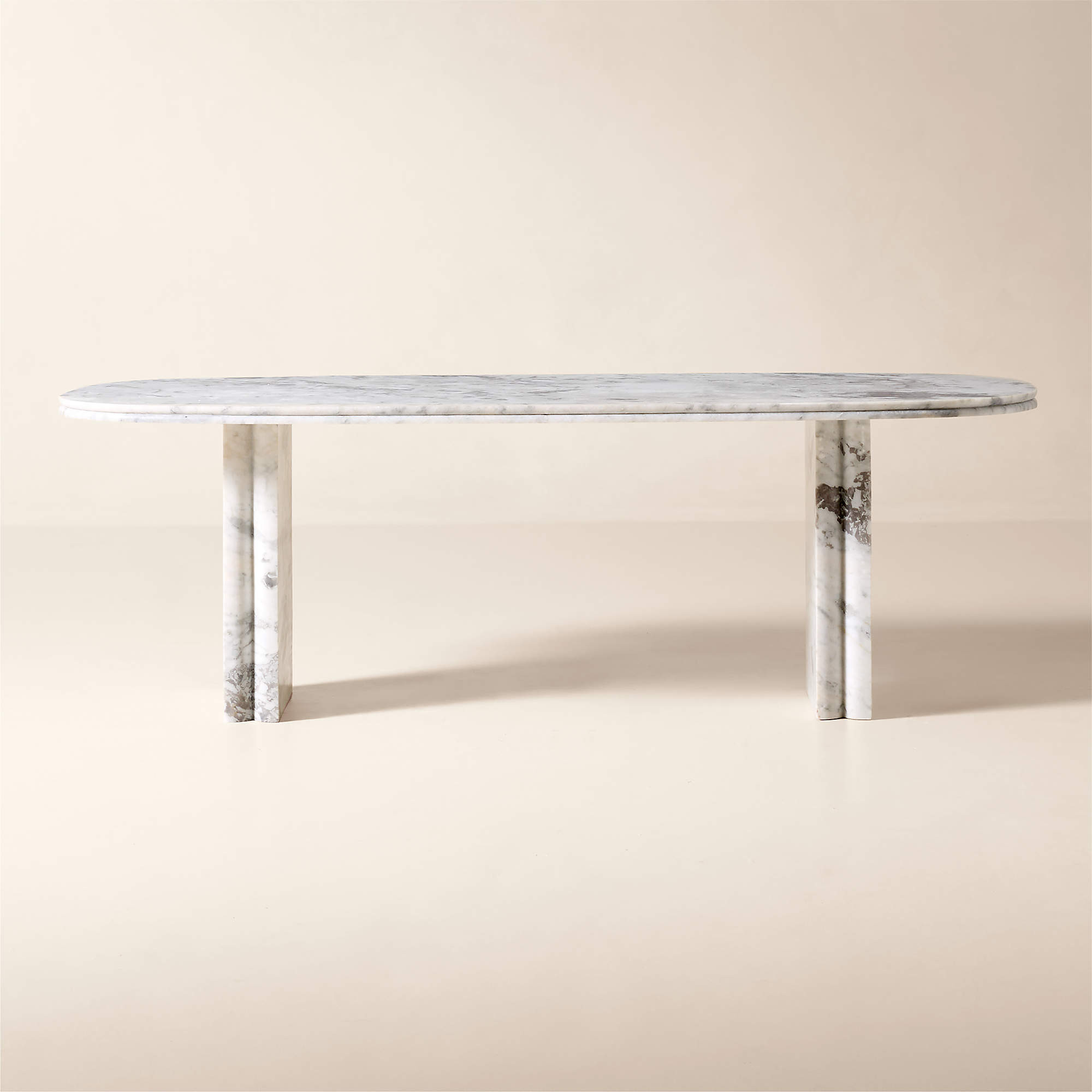 Vendome 90" Oval White Marble Dining Table + Reviews | CB2 | CB2
